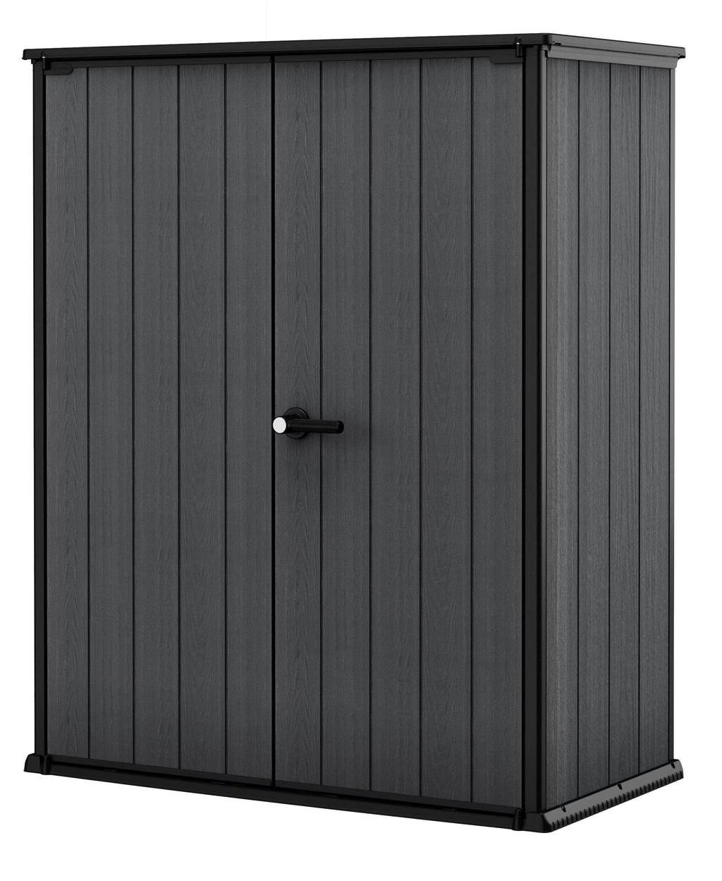Abri de jardin vertical durable en résine Keter Cortina Alto avec plancher robuste et doubles portes verrouillables, graphite