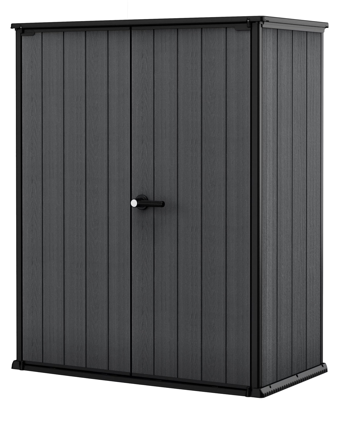 Abri de jardin vertical durable en résine Keter Cortina Alto avec plancher robuste et doubles portes verrouillables, graphite
