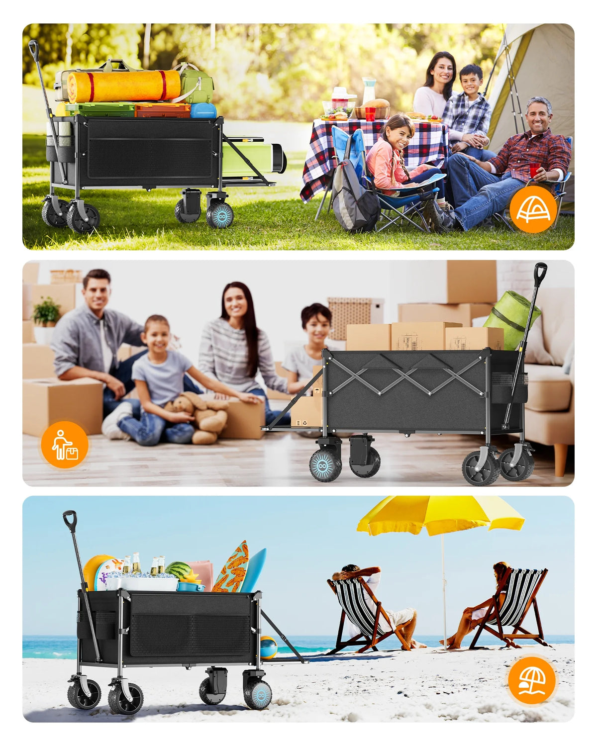 Chariot utilitaire électrique KEESTP, moteur de 300 W, chariot pliable avec roues tout-terrain pour le camping, le jardinage et les courses