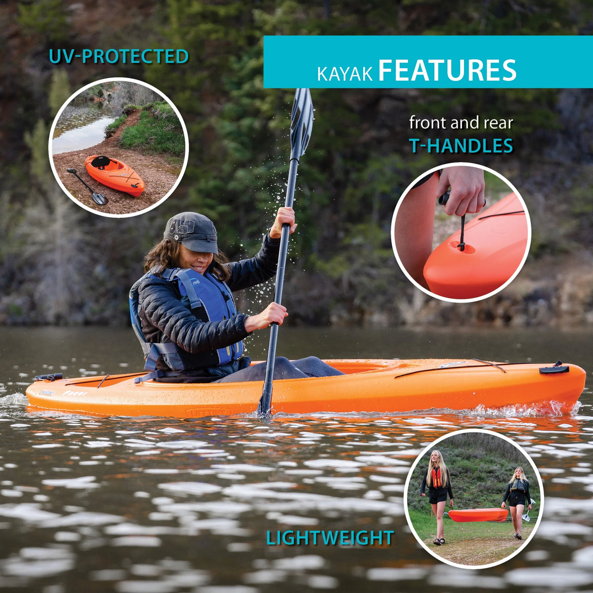 Kayak à pédales Lifetime Pacer de 8 pi, à cockpit ouvert, vert (91032)