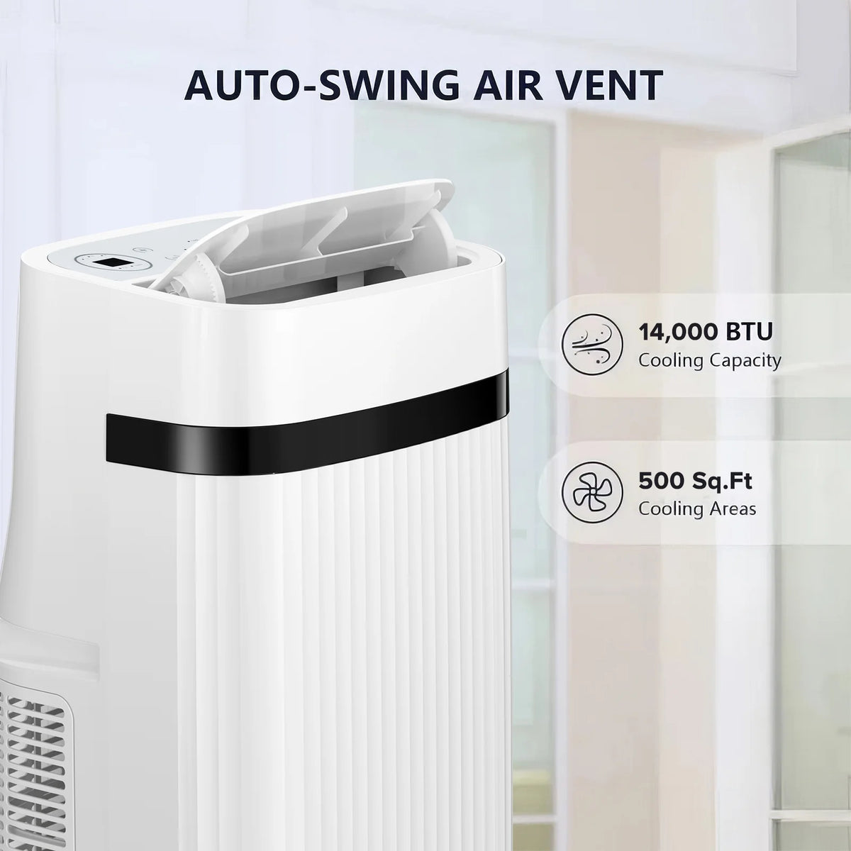Climatiseur portable Auseo 8 000 BTU ASHRAE, pour des espaces allant jusqu’à 32,5 m², 3-en-1 avec déshumidificateur, ventilateur et mode sommeil, télécommande et minuterie 24 heures