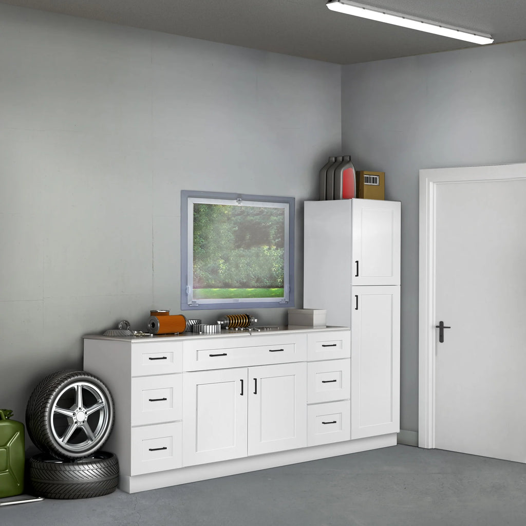 Design House Brookings Meuble bas de cuisine à assembler en bois Shaker, 2 portes et 2 tiroirs (48 x 34,5 x 24), blanc Sherwin Williams