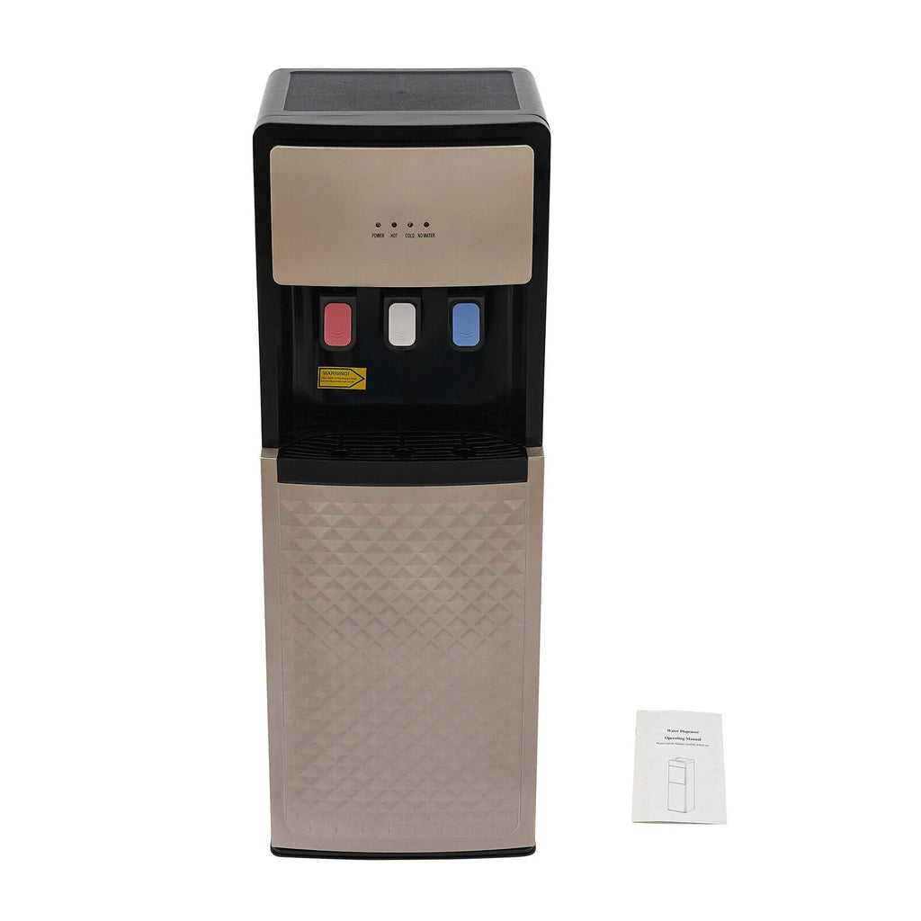 Distributeur d’eau à bonbonne inférieure Or Champagne - Eau chaude, froide et à température ambiante, chauffage 500 W, refroidissement 90 W, conception sûre et conviviale pour la maison et le bureau