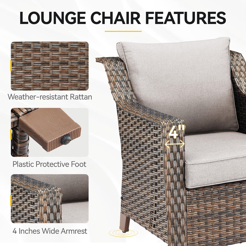 Lot de 2 chaises de patio d'extérieur en résine tressée Bellefurn avec table d'appoint, chaises en rotin tressé toutes saisons, mobilier de jardin pour porche, balcon, cour arrière, jardin et terrasse