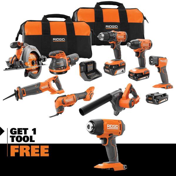Kit combiné de 8 outils sans fil 18 V avec (3) batteries, chargeur et sac, avec décapeur thermique 18 V