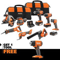 Kit combiné de 8 outils sans fil 18 V avec (3) batteries, chargeur et sac, avec décapeur thermique 18 V