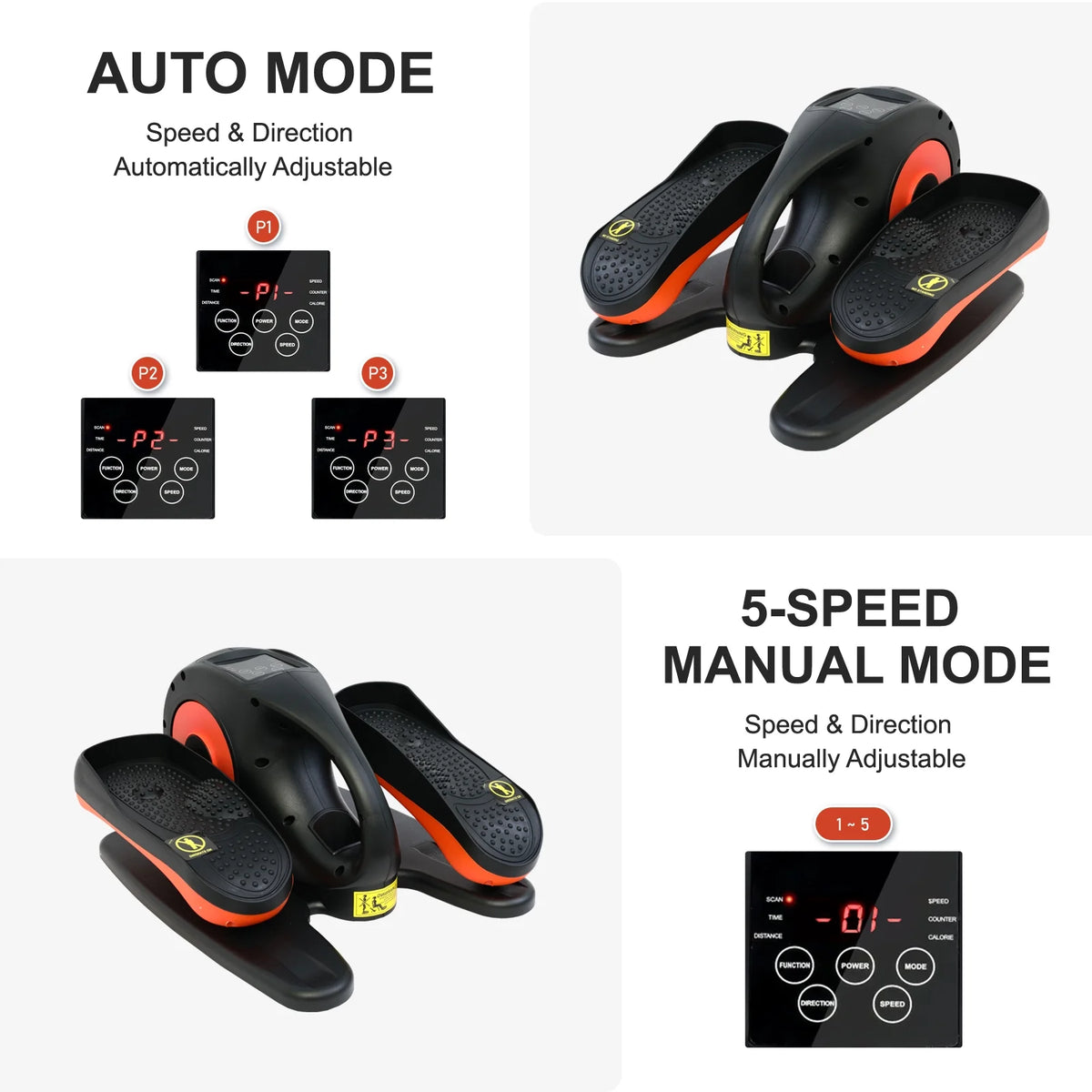 Vélo elliptique de bureau Baokaler, appareil d’exercice électrique pour les jambes assis, pour seniors, 12 vitesses réglables avec télécommande