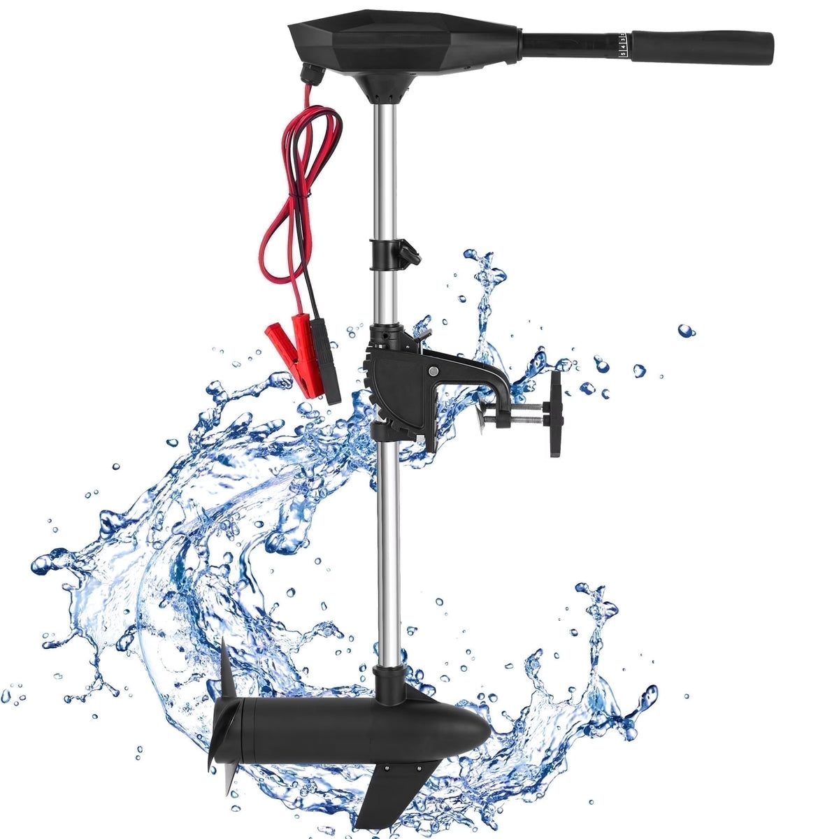 Moteur électrique de pêche à la traîne avec 55 Lbs de poussée 8 vitesses, Moteur de pêche pour bateau avec manche télescopique, Indicateur de batterie LED pour Kayak Pêche Bateau Utilisation en eau douce