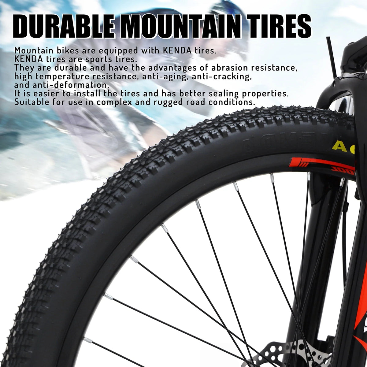 Vélo tout-terrain pour jeunes/adultes, cadre en acier inoxydable et acier, 21 vitesses Shimano, vélo VTT, roues de 26 pouces - Noir & Rouge