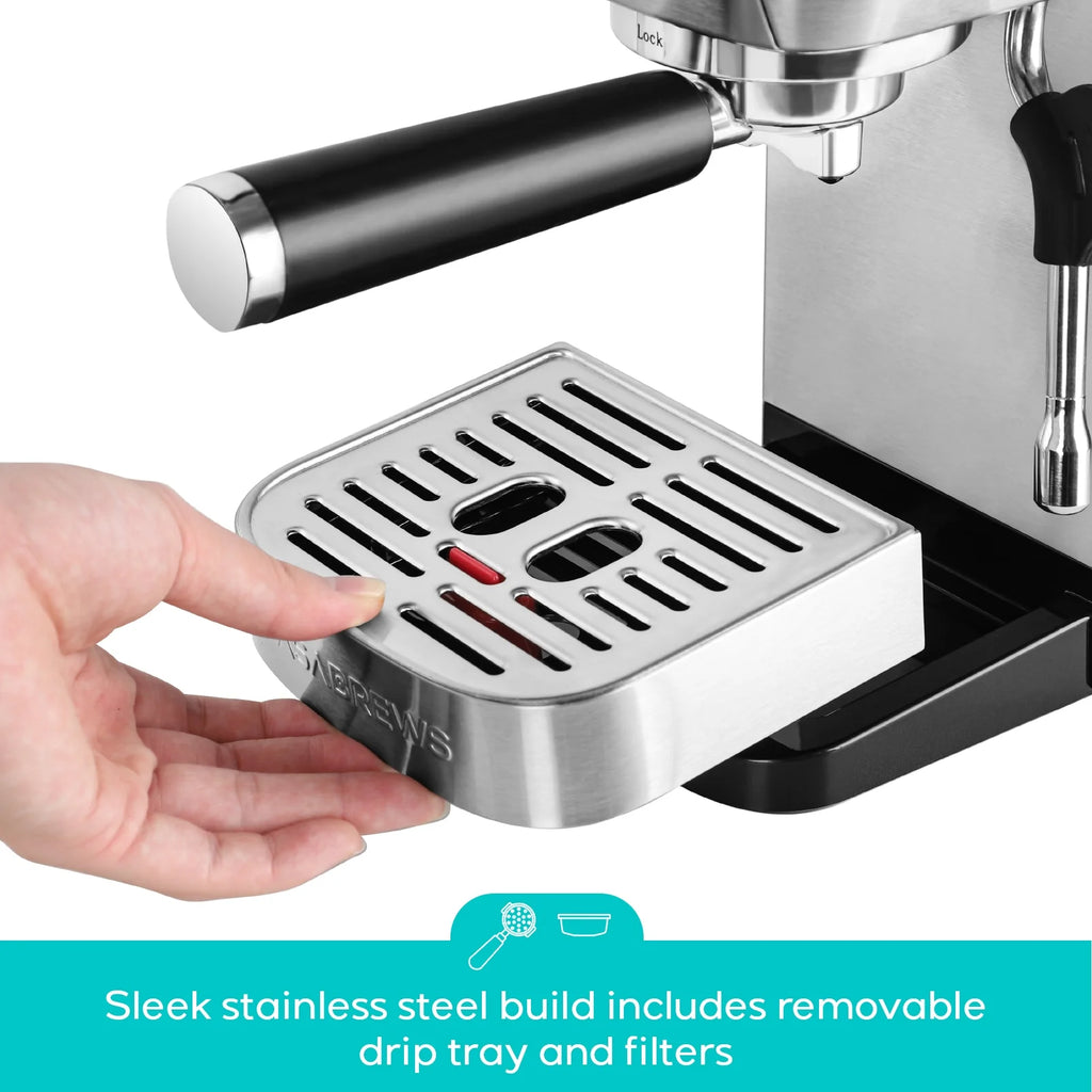 CASABREWS 3700 Essential Machine à expresso et cafetière 20 bars, Acier inoxydable