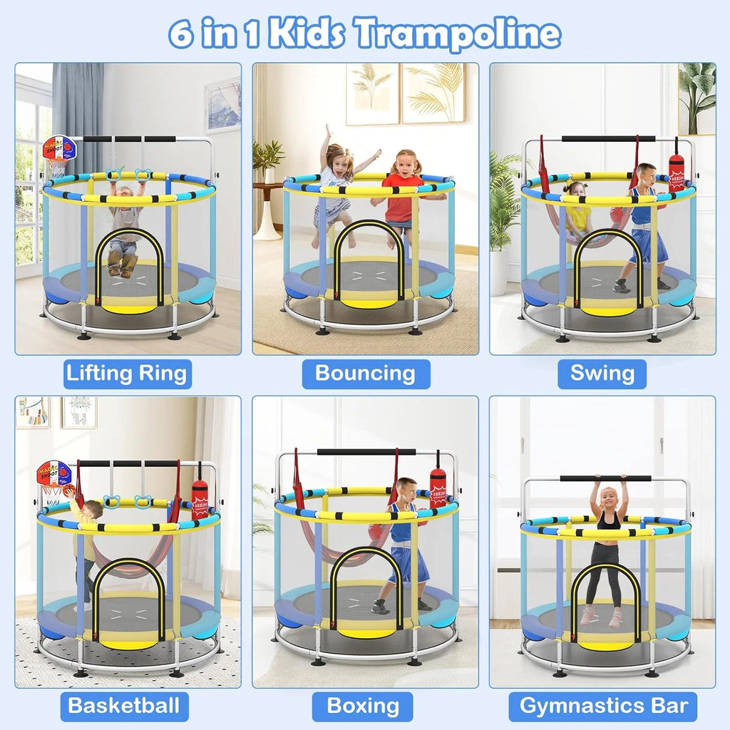 OLAKIDS 55 Trampoline pour enfants Filet de protection Robuste pour Garçons Filles Extérieur Intérieur