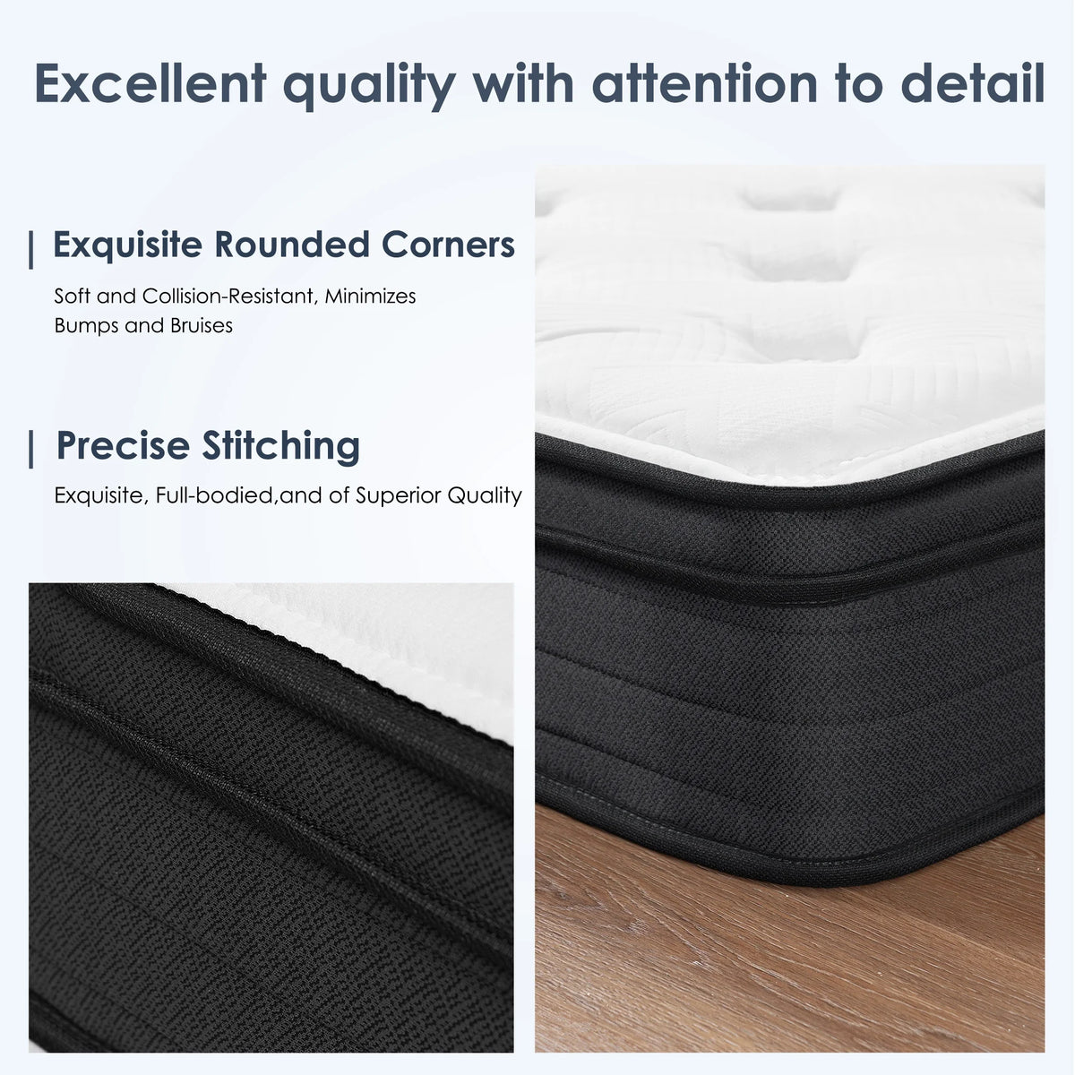 Matelas hybride King SOGES de 254 cm pour adultes, matelas en mousse à mémoire de forme, fermeté moyenne, ressorts ensachés
