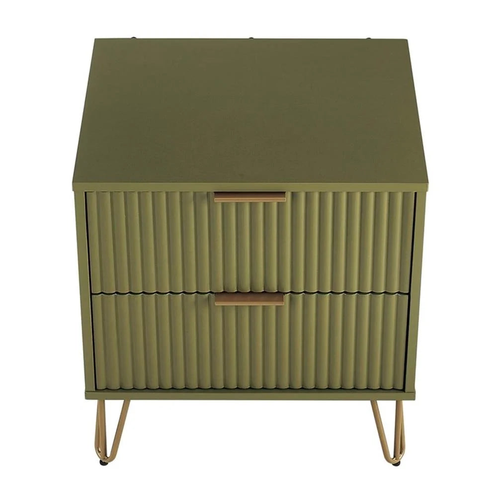 Table de chevet Pemberly Row en bois d’ingénierie vert olive – Lot de 2