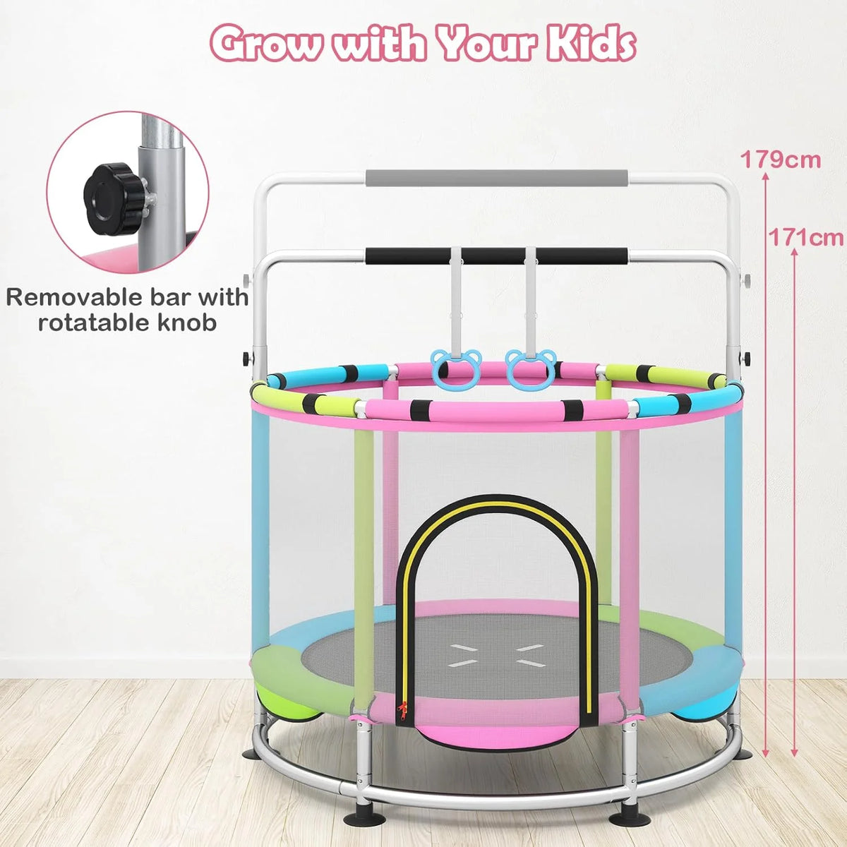 OLAKIDS 55 Trampoline pour enfants Filet de protection Robuste pour Garçons Filles Extérieur Intérieur