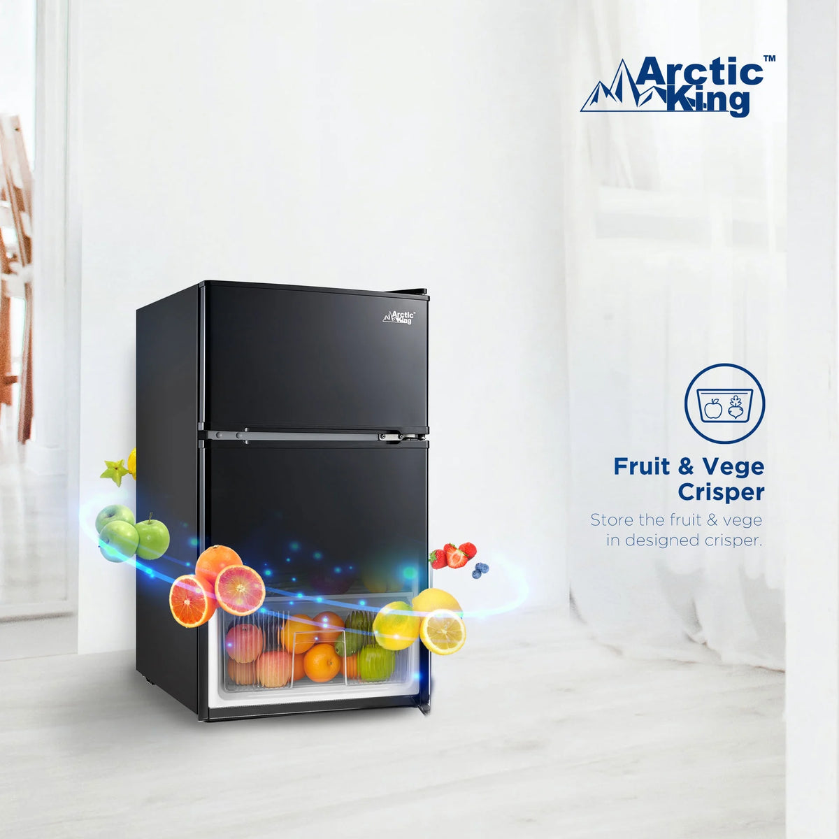 Mini-réfrigérateur Arctic King de 3,2 pi³, à deux portes avec congélateur, en acier inoxydable, certifié Energy Star
