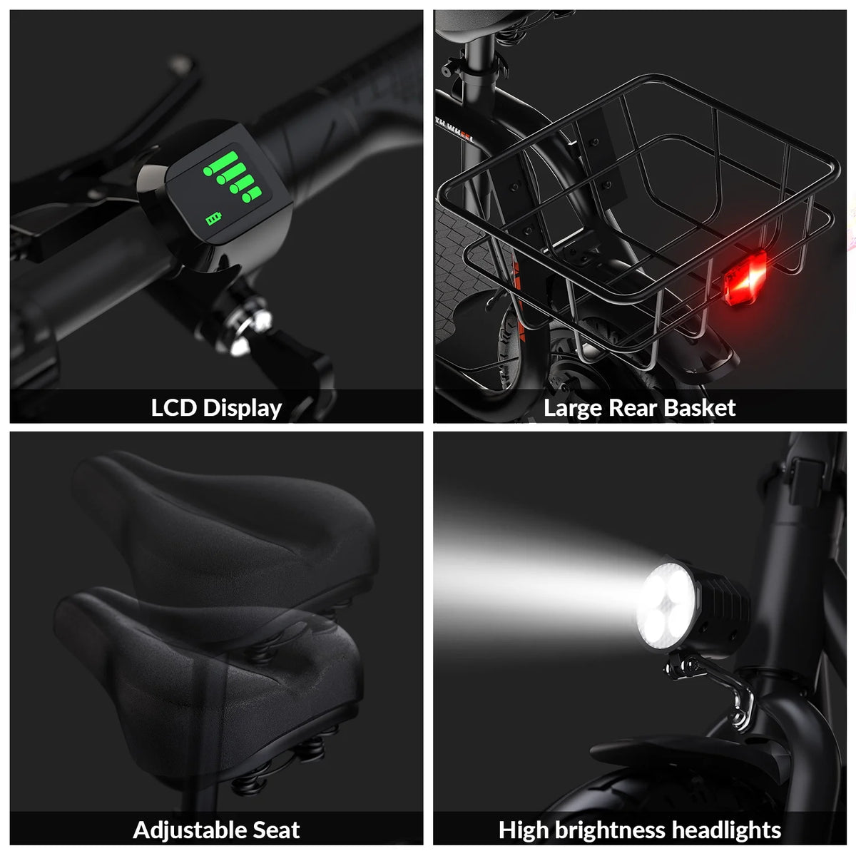 Trottinette électrique 5TH WHEEL W18S 450W pour adultes avec siège et panier de transport, 36V, 20 miles d'autonomie et 15,5 mi/h, trottinette pliable 12 pour les trajets quotidiens