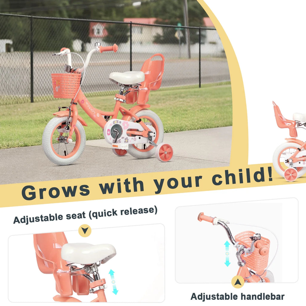 Vélo pour filles Glerc Maggie de 12 pouces pour enfants de 2 à 4 ans, Pêche