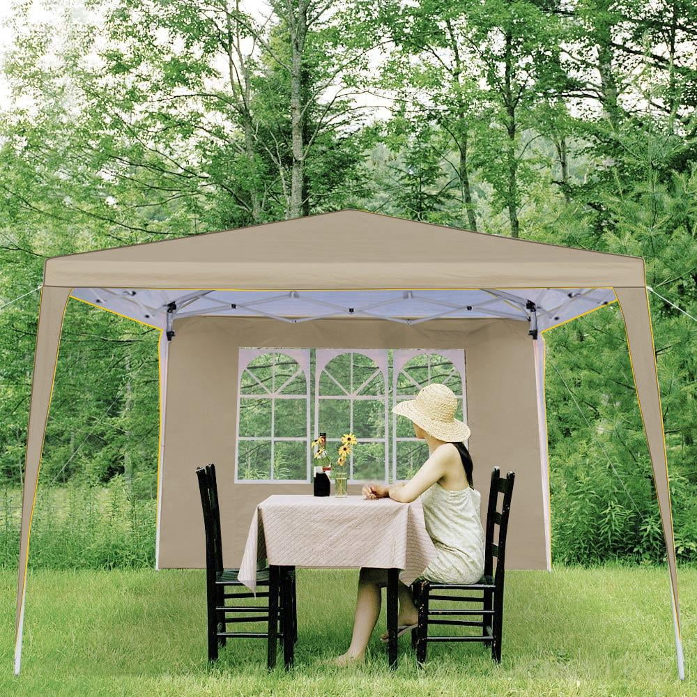 HOTEEL Chapiteau pop-up 10x10 avec murs latéraux, Tente imperméable pour fêtes et événements de mariage, Gazébo d'extérieur instantané avec sac de transport, piquets, cordes et sacs de sable, Noir