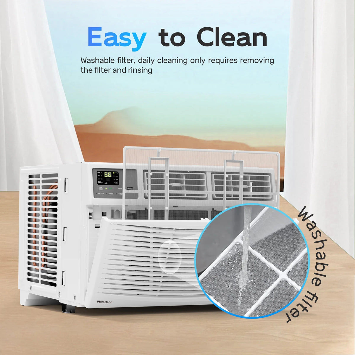 Climatiseur de fenêtre 8000 BTU  350 pi² Intelligent, Écran d’affichage LED, avec télécommande, le climatiseur peut servir de déshumidificateur/ventilateur, fonctionnement silencieux, économe en énergie. Minuterie/Mode sommeil et ÉCO