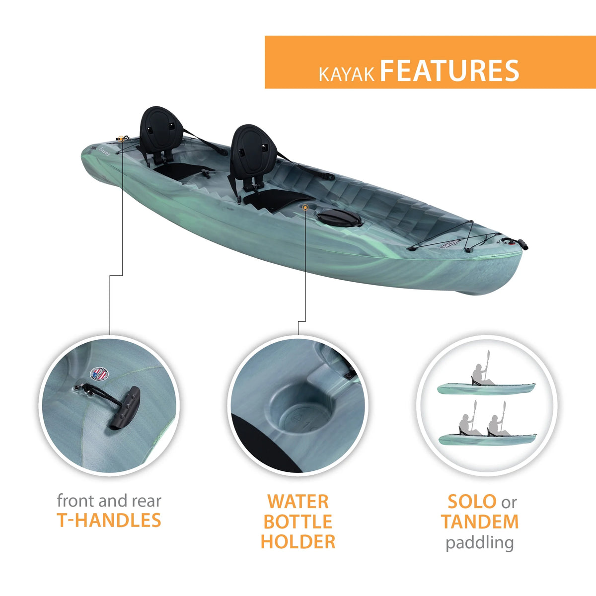 Kayak tandem Sit-on-Top Lifetime Envoy 10,5 pi, Sky Fusion (91192)
