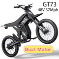 Riding'times GT73 Moto tout-terrain électrique pour adultes, 37 MPH 48V36.4AH 2400W 1747Wh Vélo électrique à double batterie, Autonomie de 85+ miles, Pneu de moto 25 Certifié UL2849, Suspension intégrale