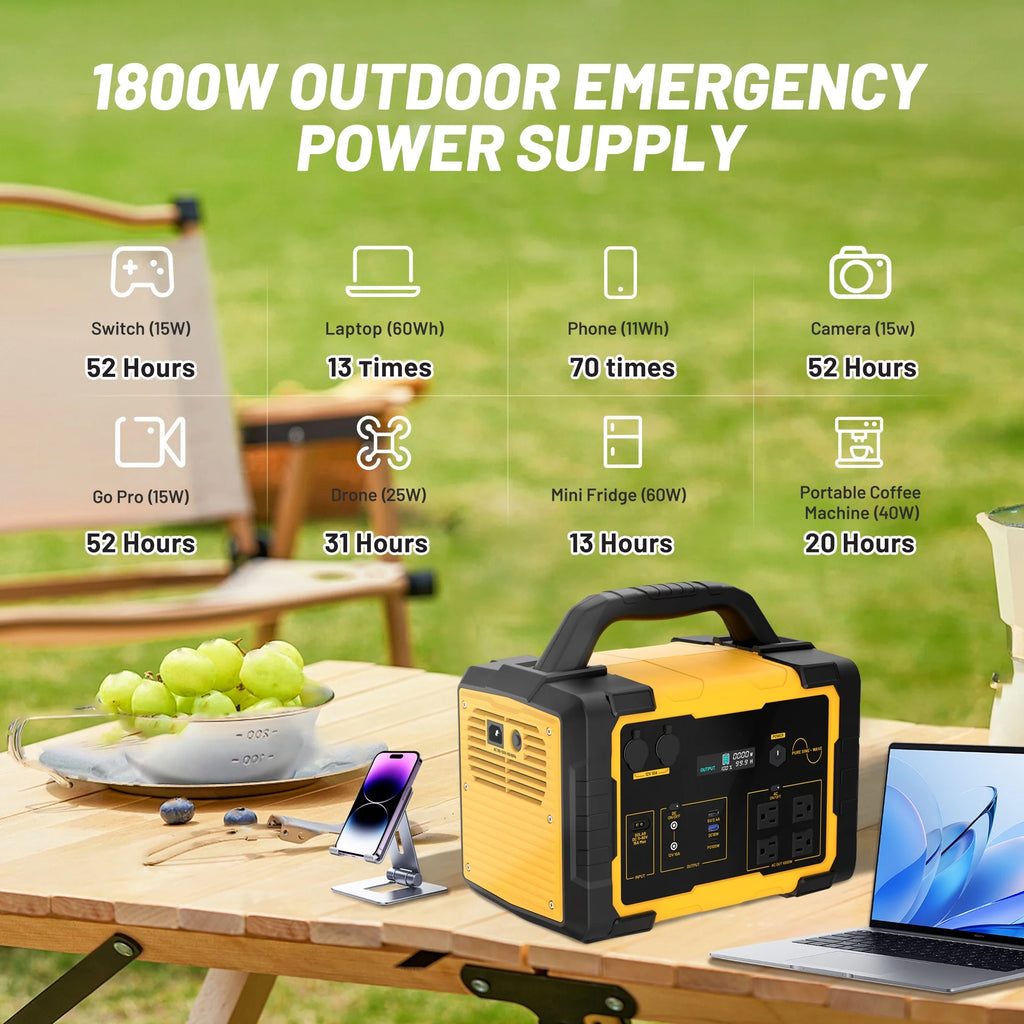 Station d’énergie portable Mondawe 1 000 W, générateur solaire 1 024 Wh avec prise CA pour la maison, le camping et les urgences