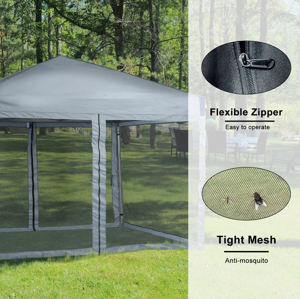 Aoodor Chapiteau Pop-Up 12'x12' avec Murs Latéraux Amovibles en Maille, Tente Abri Instantanée Portable d'Extérieur-Noir