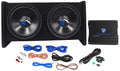 Rockville RV12.2B Enceinte double caisson de basses 12 pouces 1200w+Amplificateur mono+Kit d'amplification