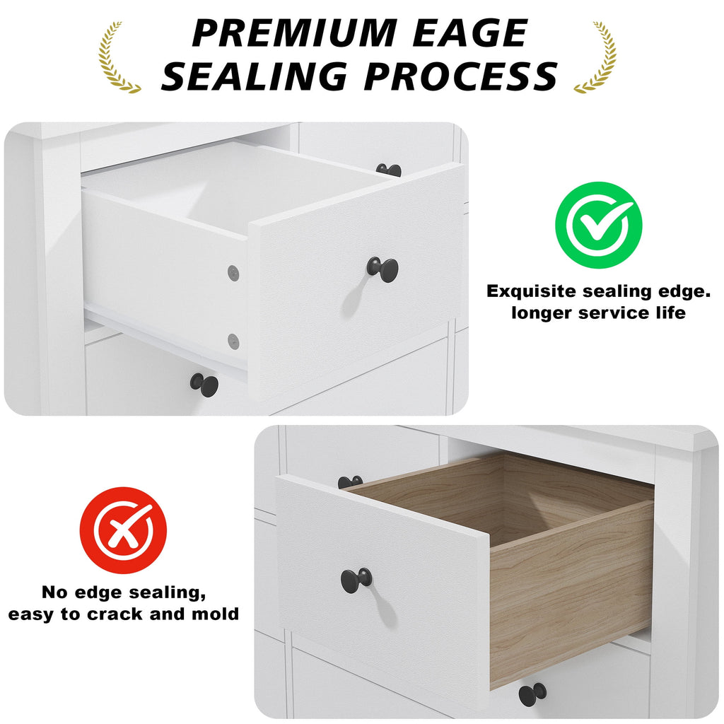 EnHomee Commode blanche pour chambre avec 10 tiroirs, commode moderne en bois, large chiffonnier pour adultes
