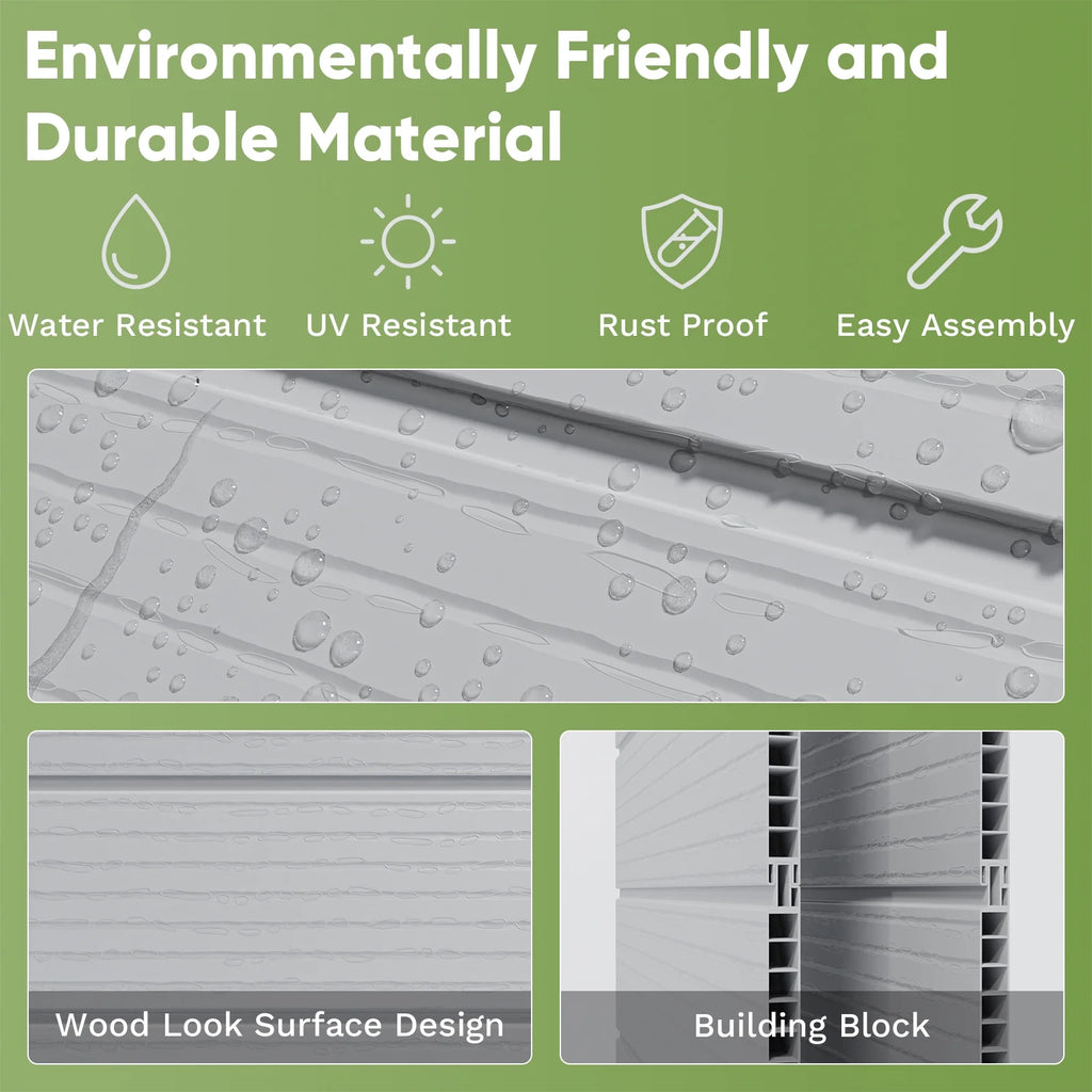 Abri de rangement extérieur Patiowell 5x4 pi, Abri de rangement en résine avec plancher, fenêtre et porte verrouillable pour meubles de patio, outils de jardin et vélo, Blanc
