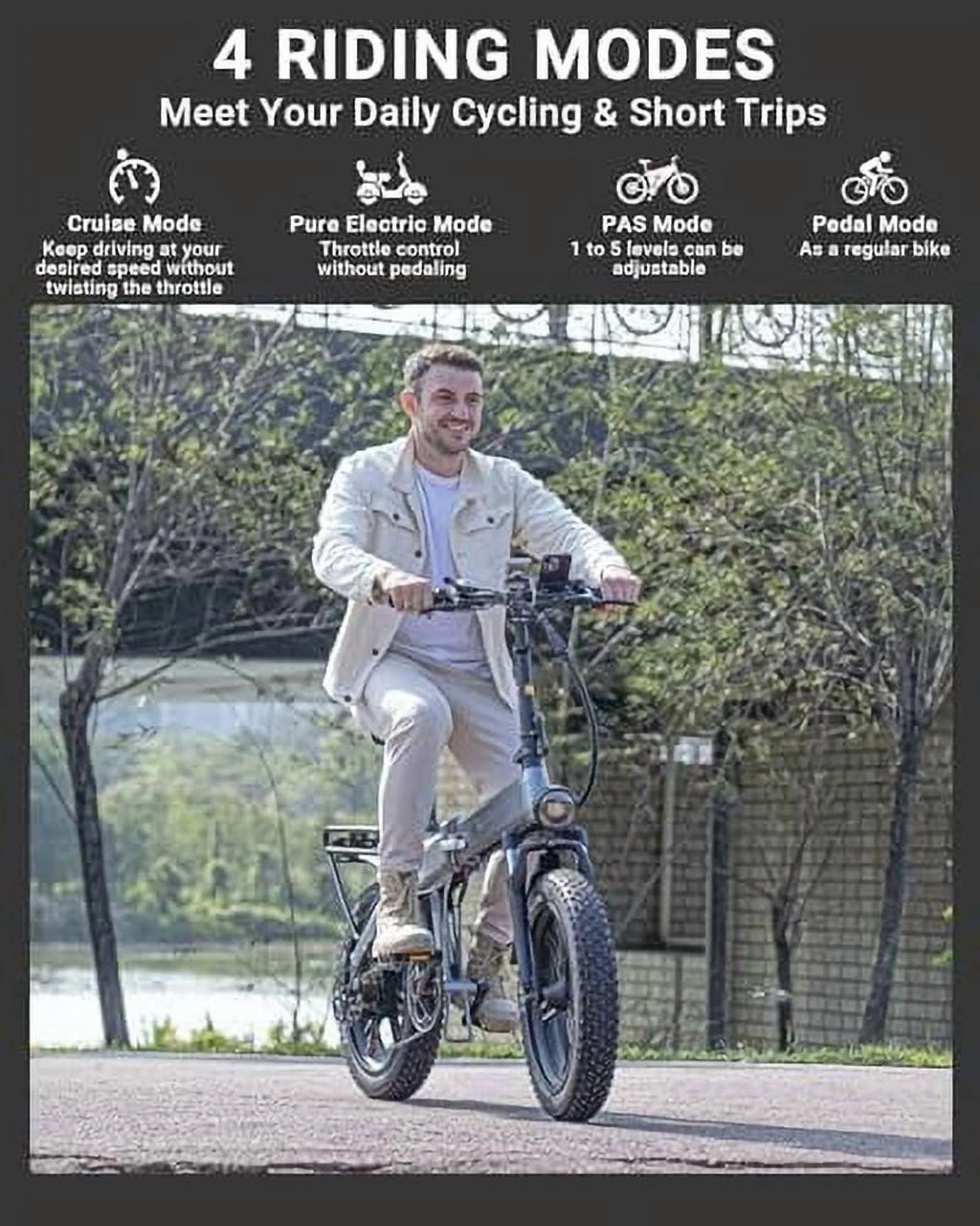 Vélo électrique pliable Luckeep X1 Lite pour adultes, moteur de 1 500 W en crête, batterie amovible de 720 Wh, autonomie de 60 mi à 28 mi/h, vélo électrique tout-terrain à pneus larges 20 × 4 avec suspension avant, vélo électrique de montagne