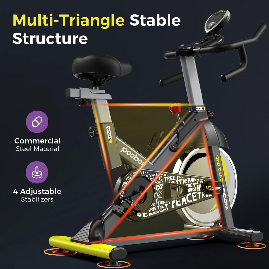 Vélo d’appartement Pooboo, vélo d’intérieur avec résistance réglable pour le domicile ou le bureau, appareil de cardio-training supportant jusqu’à 159 kg