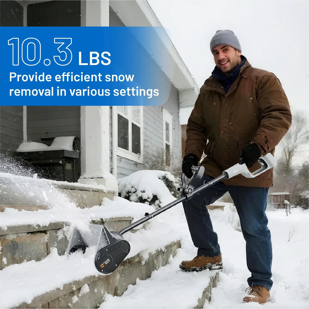 Pelle à neige sans fil Litheli U20, Souffleuse à neige 20V alimentée par batterie 12, Souffleuse à neige sur batterie avec moteur sans balais + Batterie portable 4.0Ah