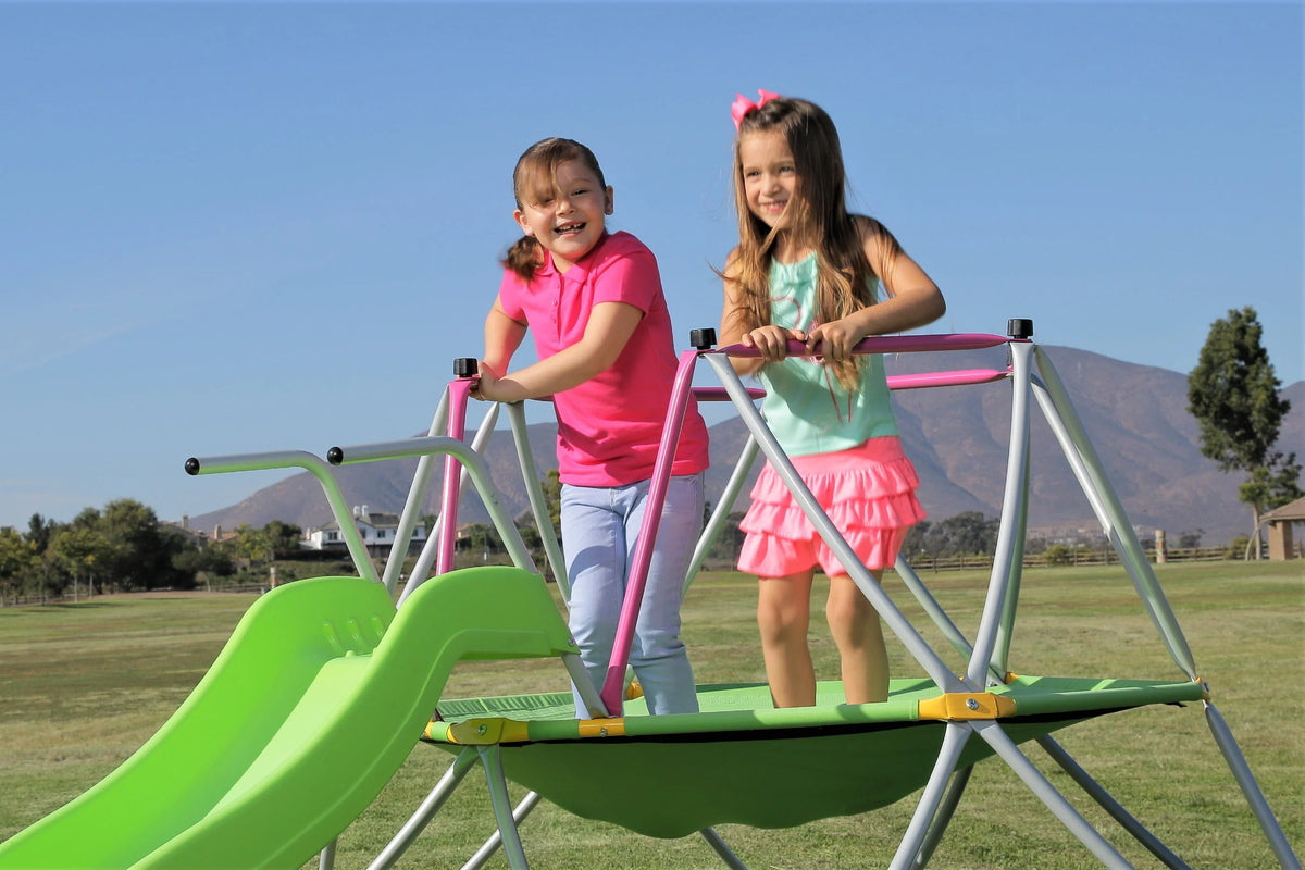 Ensemble d’escalade en dôme avec toboggan Platports pour enfants – Aire de jeux intérieure et extérieure – De 3 à 10 ans – Tapis de 140 cm