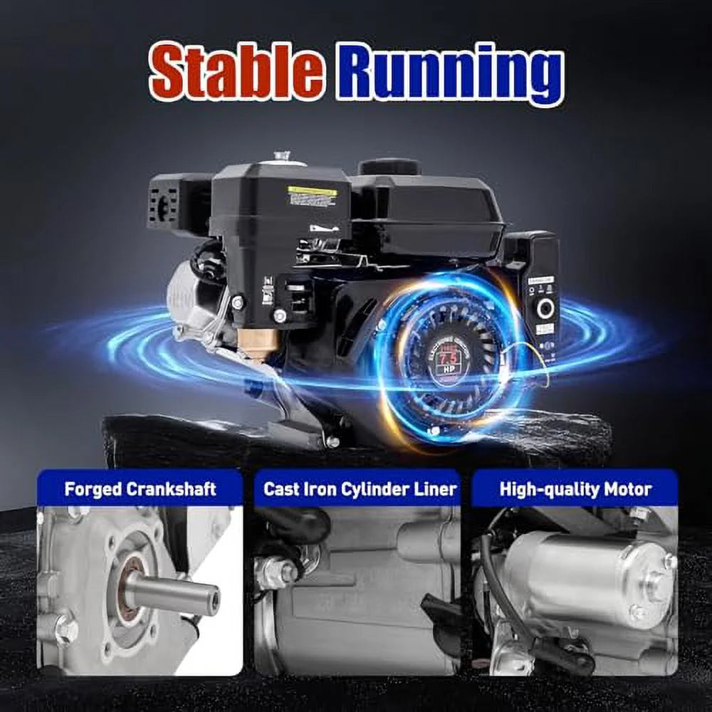 Moteur à essence de 7,5 CV, moteur 4 temps de 212 cm³ à démarrage électrique, moteur de karting de 3 000 W, 3 600 tr/min, conception OHV pour mini-motos, karts, mini-bikes et bûcheuses