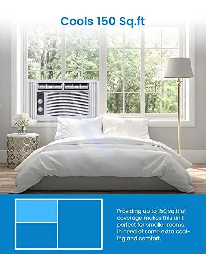 Climatiseur de fenêtre Danolapsi 5 000 BTU, unité de climatisation avec commandes mécaniques faciles à utiliser et filtre réutilisable, refroidissement efficace pour les petites surfaces, refroidit jusqu’à 150 pi², 110-115 V
