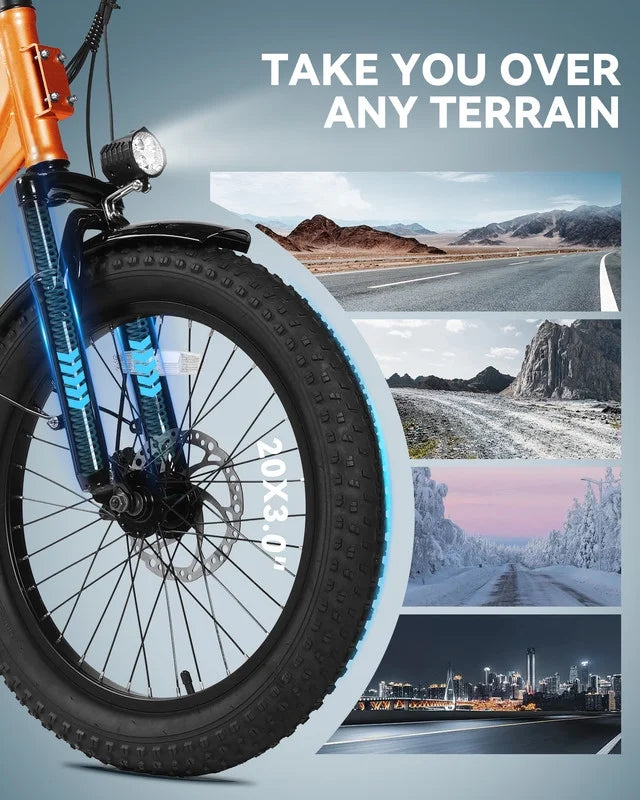 Vélo électrique Actbest pour adultes, Mars 20'' Pneu large Vélo pliant électrique avec moteur de pointe 1200W, 7 vitesses 28MPH, Batterie amovible 48V 499Wh, Potence de vélo réglable, Vélo électrique pliable UL2849 (Noir)