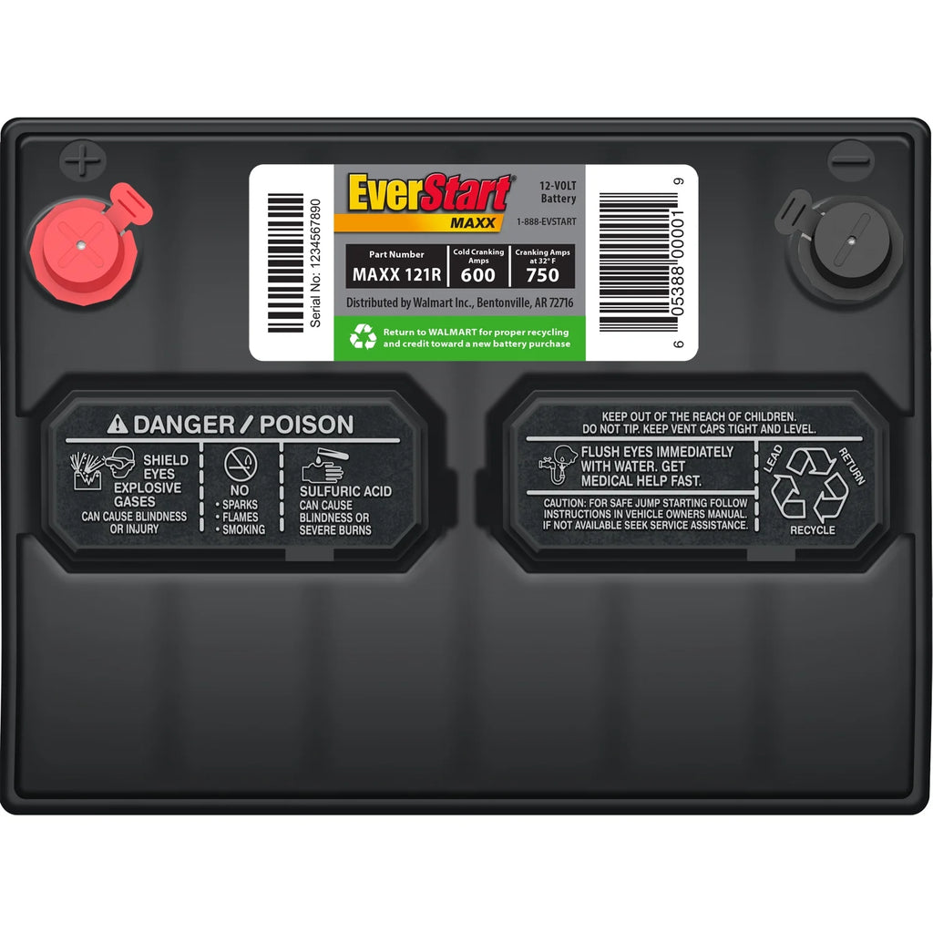 Batterie automobile au plomb-acide EverStart Maxx, groupe 121R, 12 volts, 600 CCA