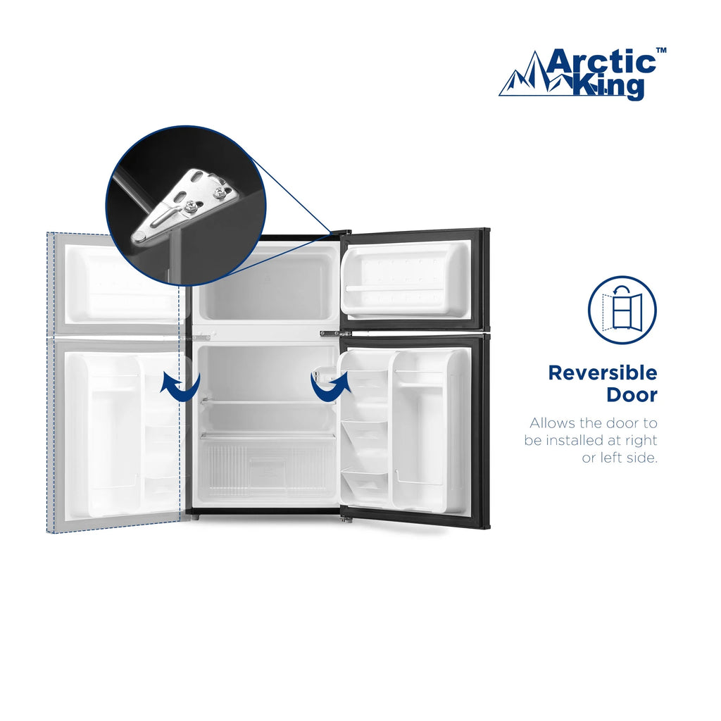 Mini-réfrigérateur Arctic King de 3,2 pi³, à deux portes avec congélateur, en acier inoxydable, certifié Energy Star
