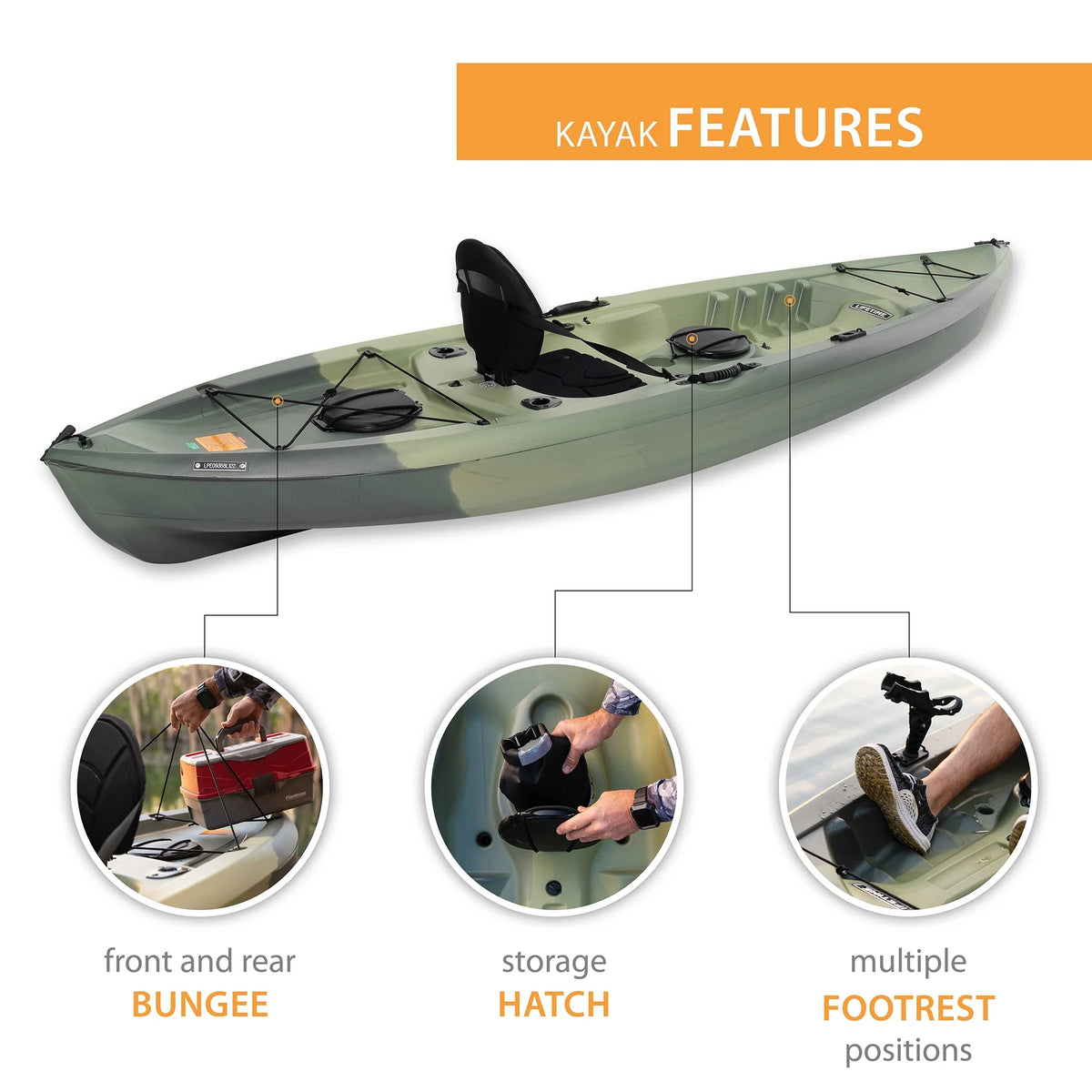 Kayak de pêche Lifetime Tamarack Angler 10 pi, Volcano Fusion (91340)