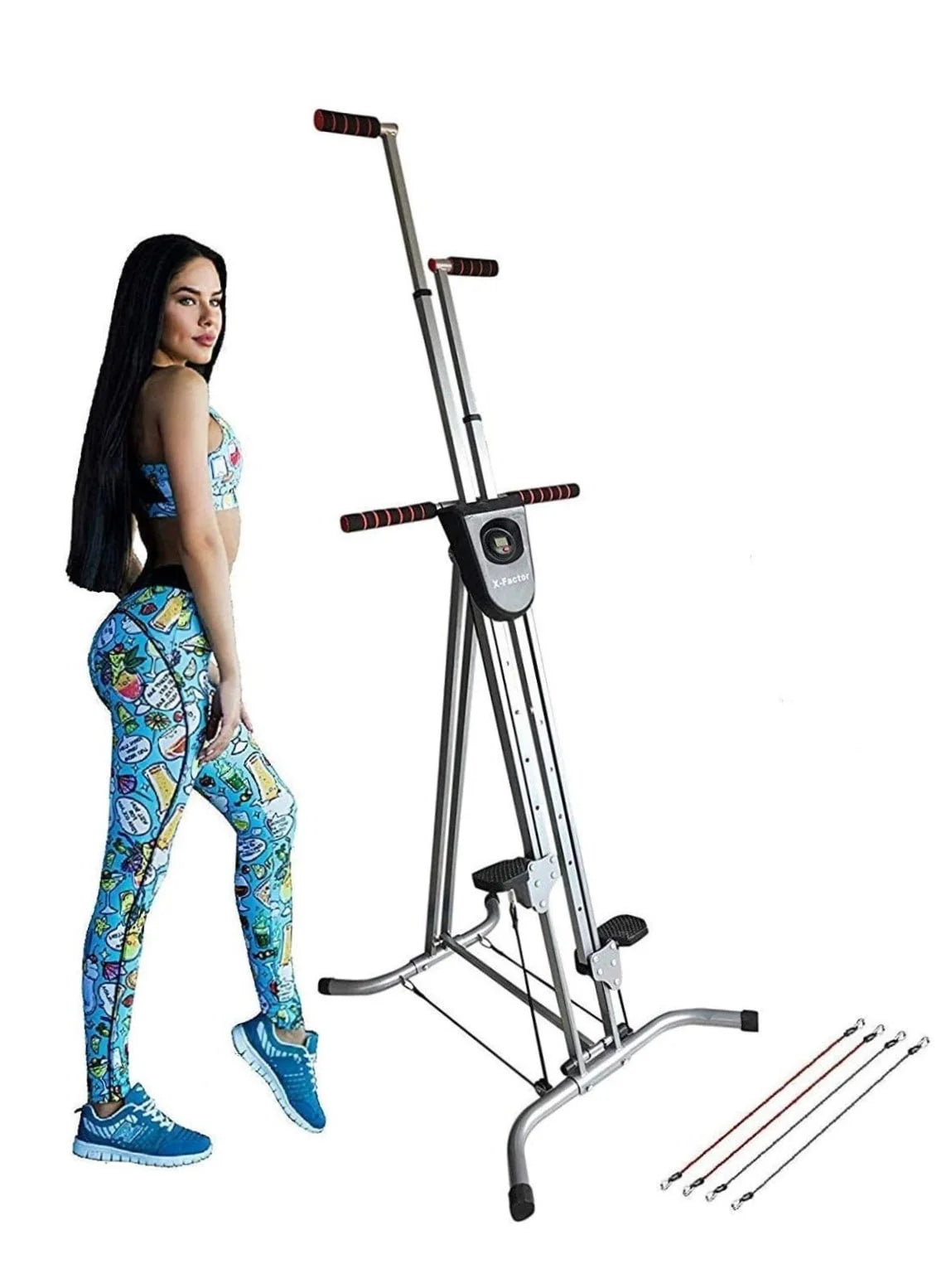 Machine d’escalade verticale X Factor, appareil cardio à marches pour la maison, entraînement complet du corps avec 3 bandes de résistance