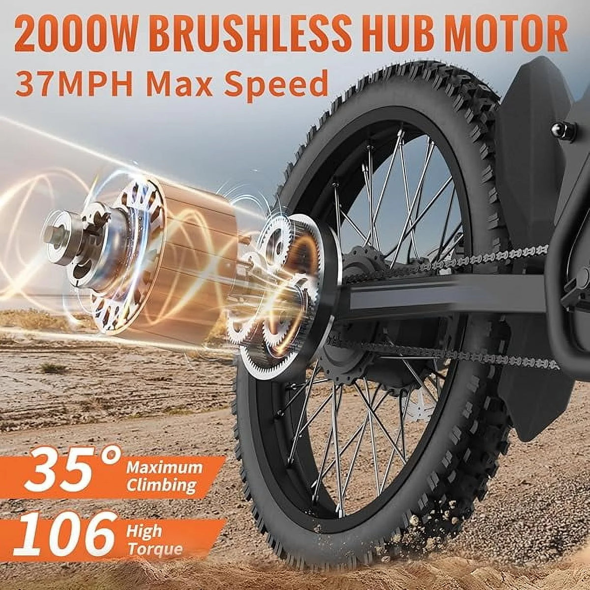 GT73 Electric Bike for Adults, 2000W UL 2849 Electric Dirtbike with 25 Motorcycle Tires,48V36.4AH Dual Battery EBike, Max 37 mph & 85 mile Long Range, Dual Hydraulic Brakes & Full Suspension