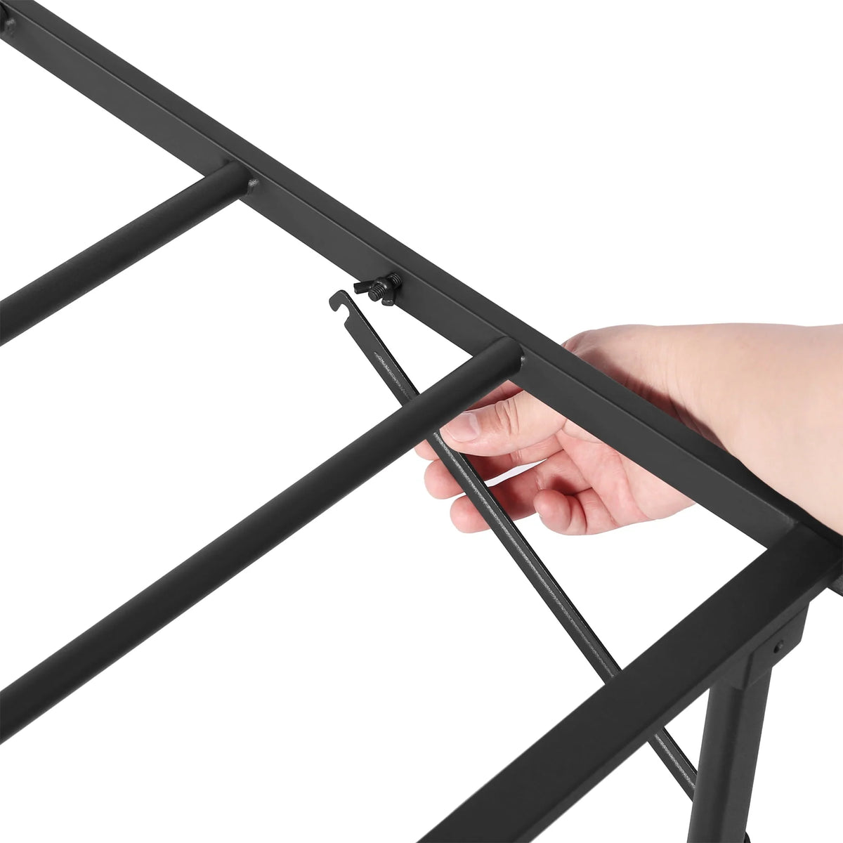 Cadre de lit plateforme en métal pliable VECELO, support à lattes en acier/sommier inutile, taille King, noir