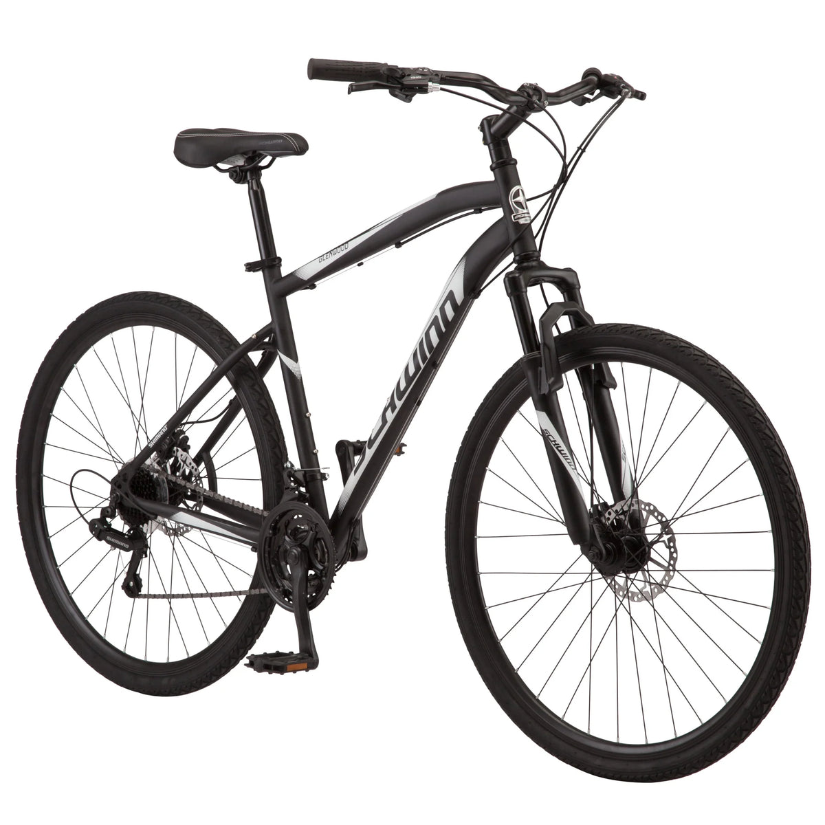 Vélo hybride Schwinn 700c Glenwood, Adultes +14 ans, Noir, 21 Vitesses
