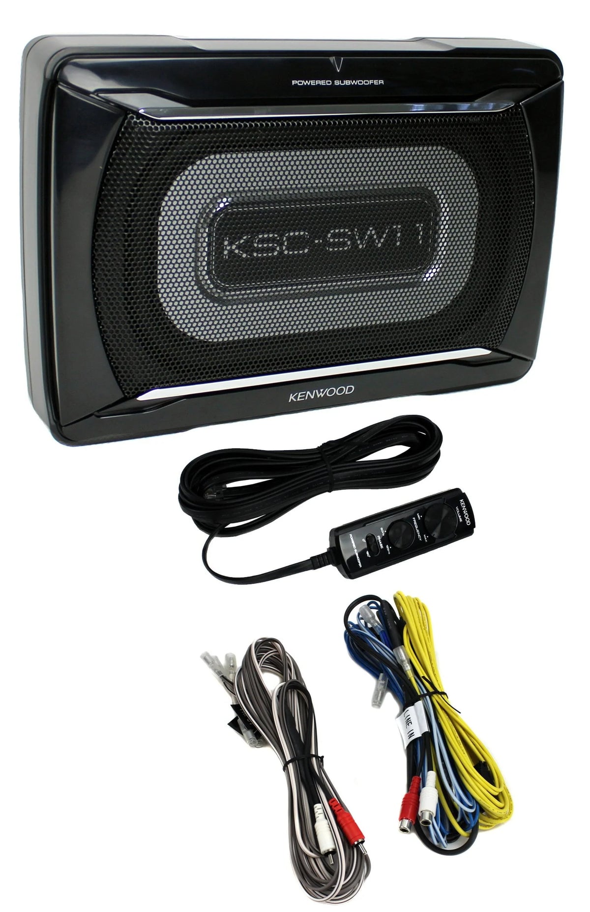 Caisson de basses compact amplifié Kenwood KSC-SW11 de 150 watts avec télécommande
