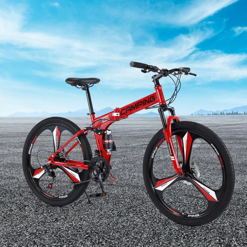 Vélo tout-terrain pliable Zimtown 26, vélo VTT Shimano 21 vitesses pour adultes, noir