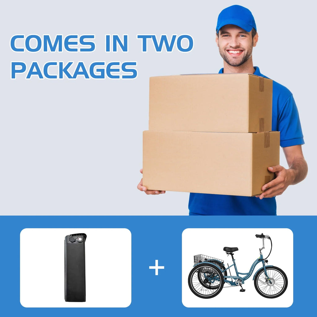 Tricycle électrique Lilypelle, vélo motorisé à 3 roues avec moteur de 350 W, batterie au lithium 36 V 10,4 Ah, certifié UL, triporteur électrique 24 pour adultes, vélo électrique à trois roues