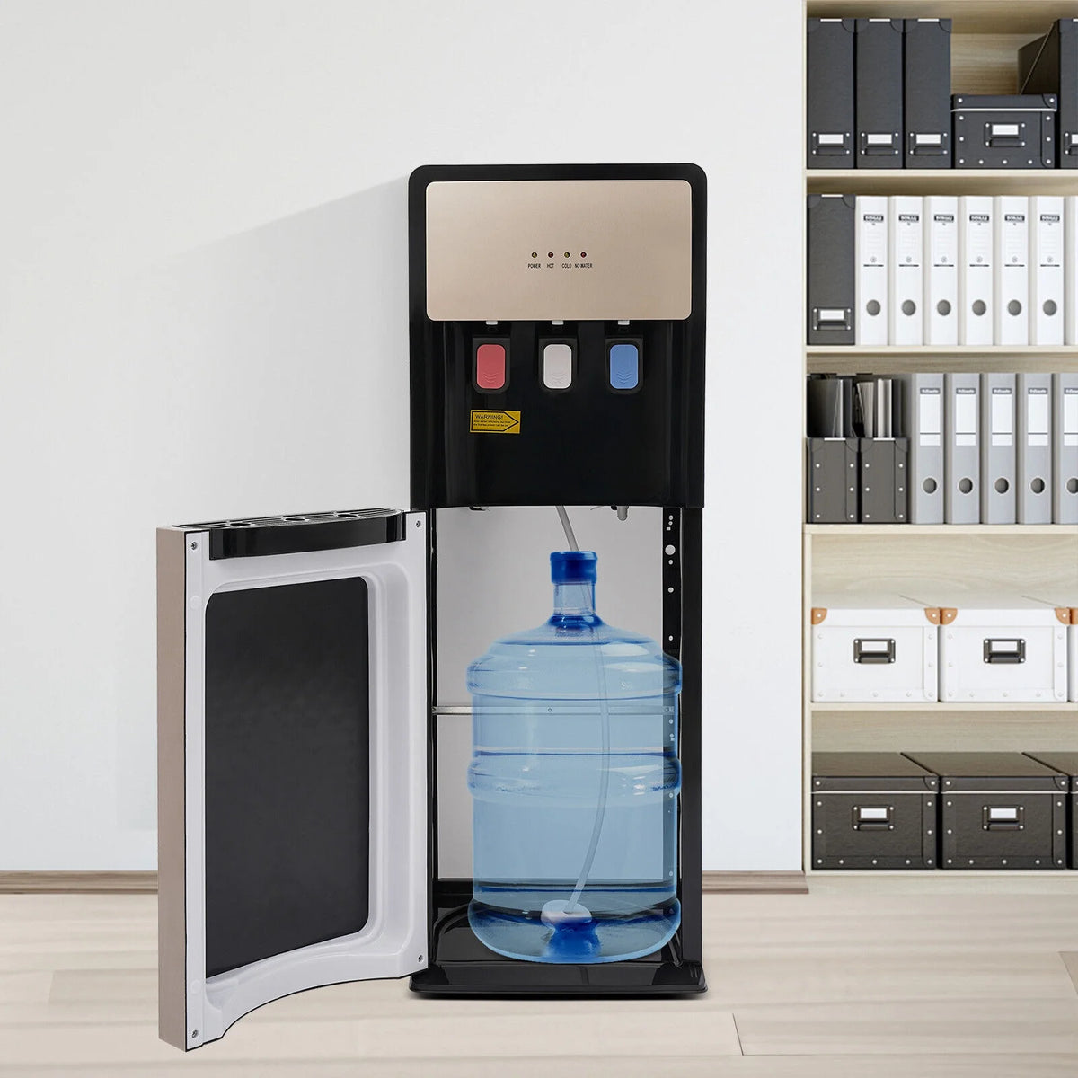 Distributeur d’eau à bonbonne inférieure Or Champagne - Eau chaude, froide et à température ambiante, chauffage 500 W, refroidissement 90 W, conception sûre et conviviale pour la maison et le bureau