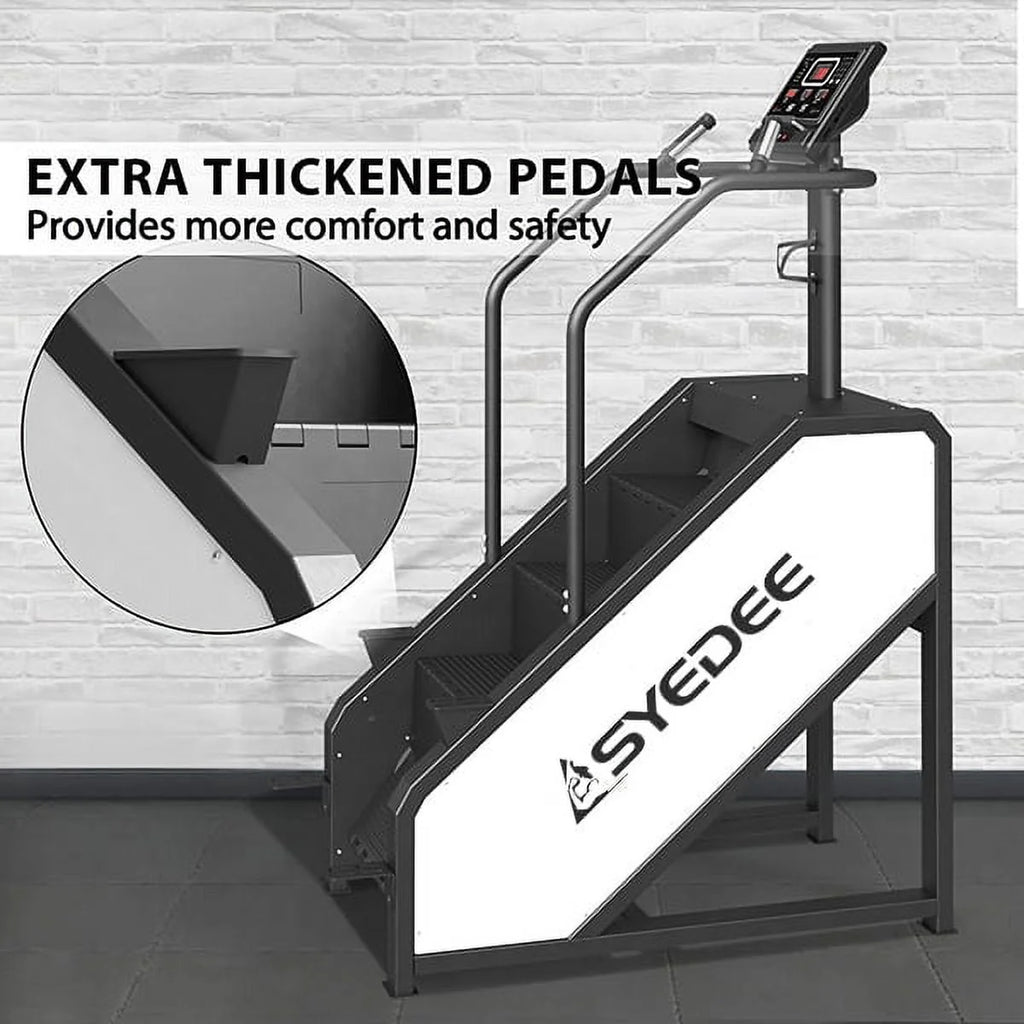 Stairmaster, simulateur d'escalier syedee avec écran LED, appareil de fitness StepMill avec 12 programmes d'entraînement, machine à marches 200 kg, 24-164 marches/minute (blanc)