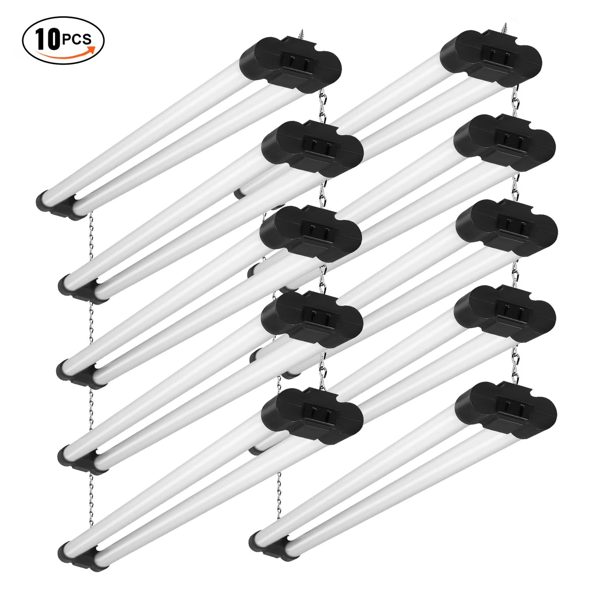 Lot de 10 lampes d’atelier à LED BENTISM, 4 pi, 40 W, raccordables, 4 500 lm, montage en saillie ou suspendu, 59 po, avec cordon d’alimentation et interrupteur marche/arrêt, pour garage, entrepôt, atelier à domicile ou bureau